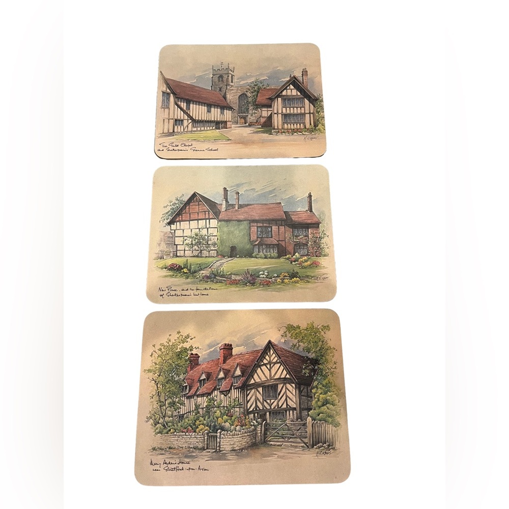 Vintage Kelsey of Stonehouse 3 Placemats English Residences Shakespeare
